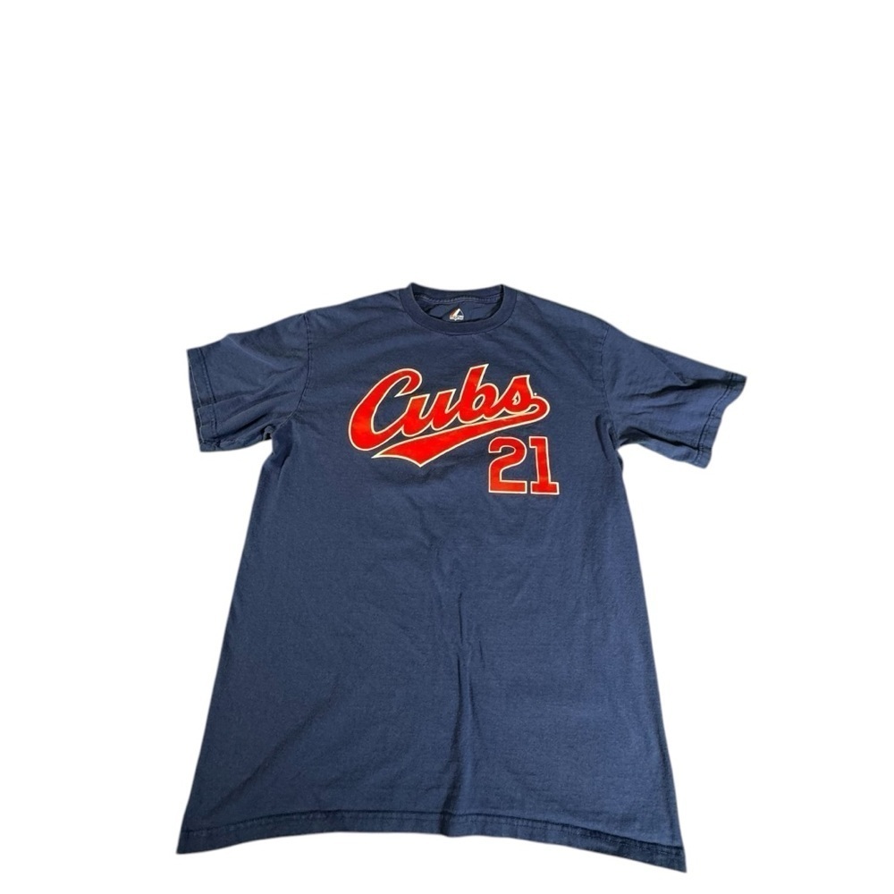 CHICAGO CUBS T-Shirt Men's Medium Blue Majestic Short Sleeve Crew Neck Colvin 21
